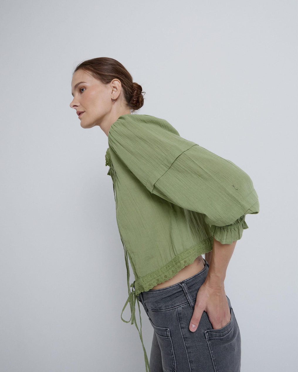 Blusa Puntillas Lazadas Verde