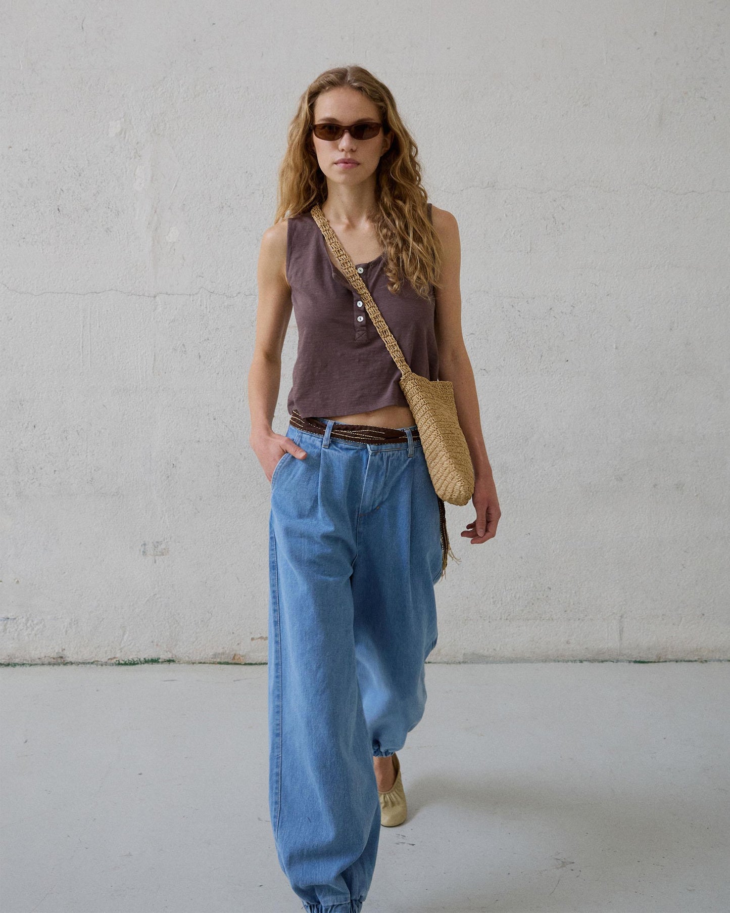 Brown Button Tank Top