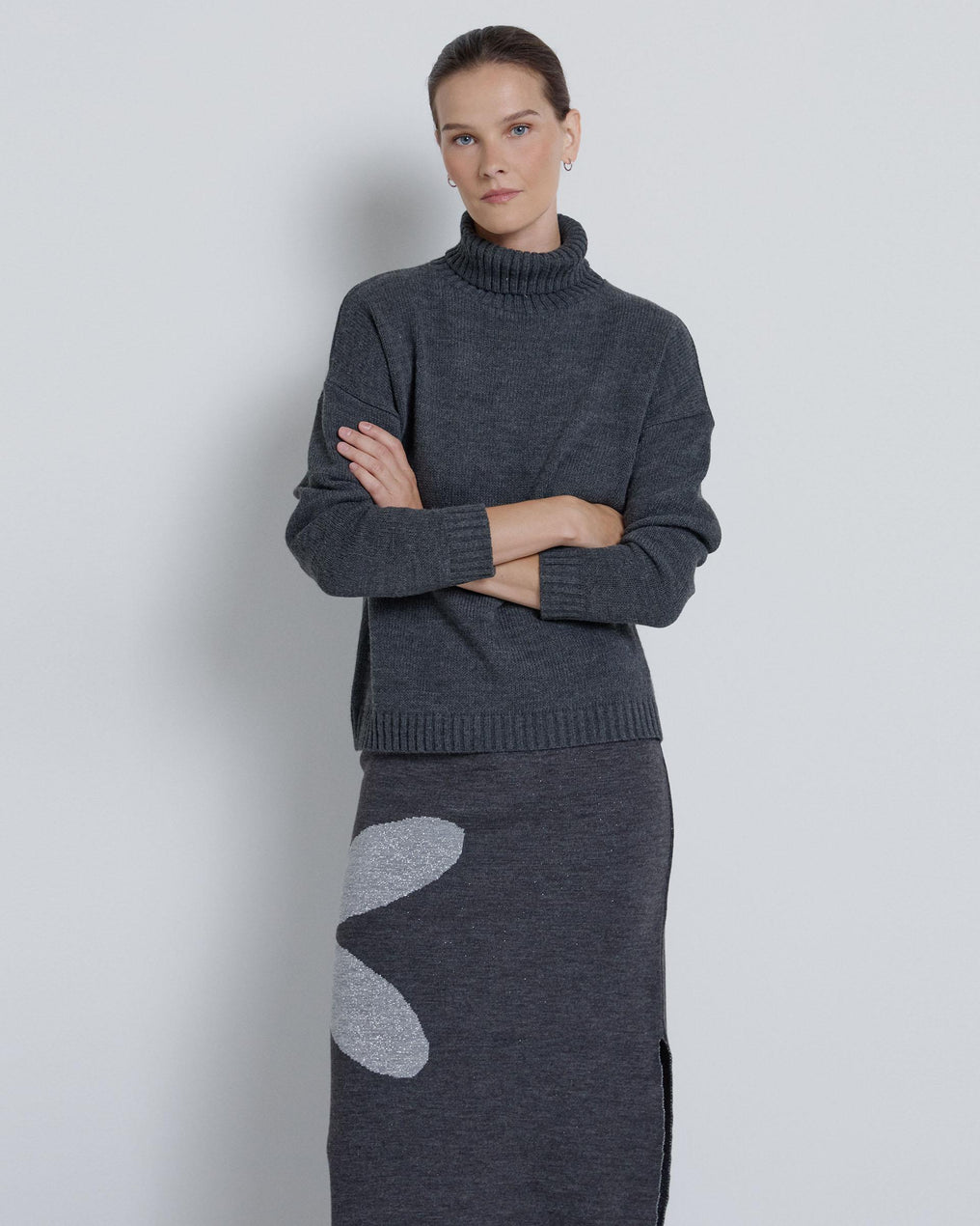 Falda Larga Flor Antracita