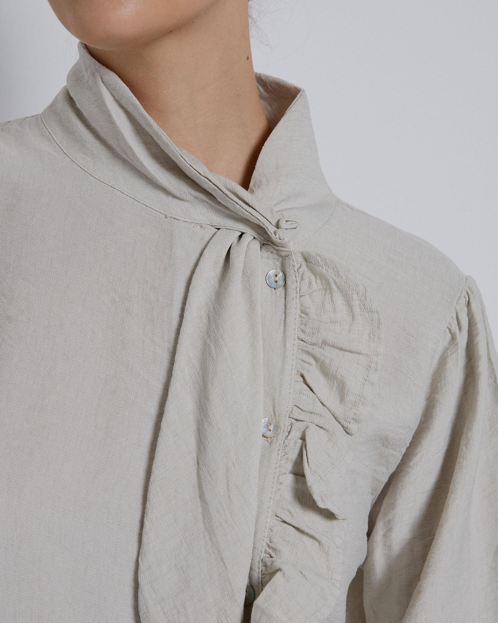 Raw Ruffle Bow Blouse