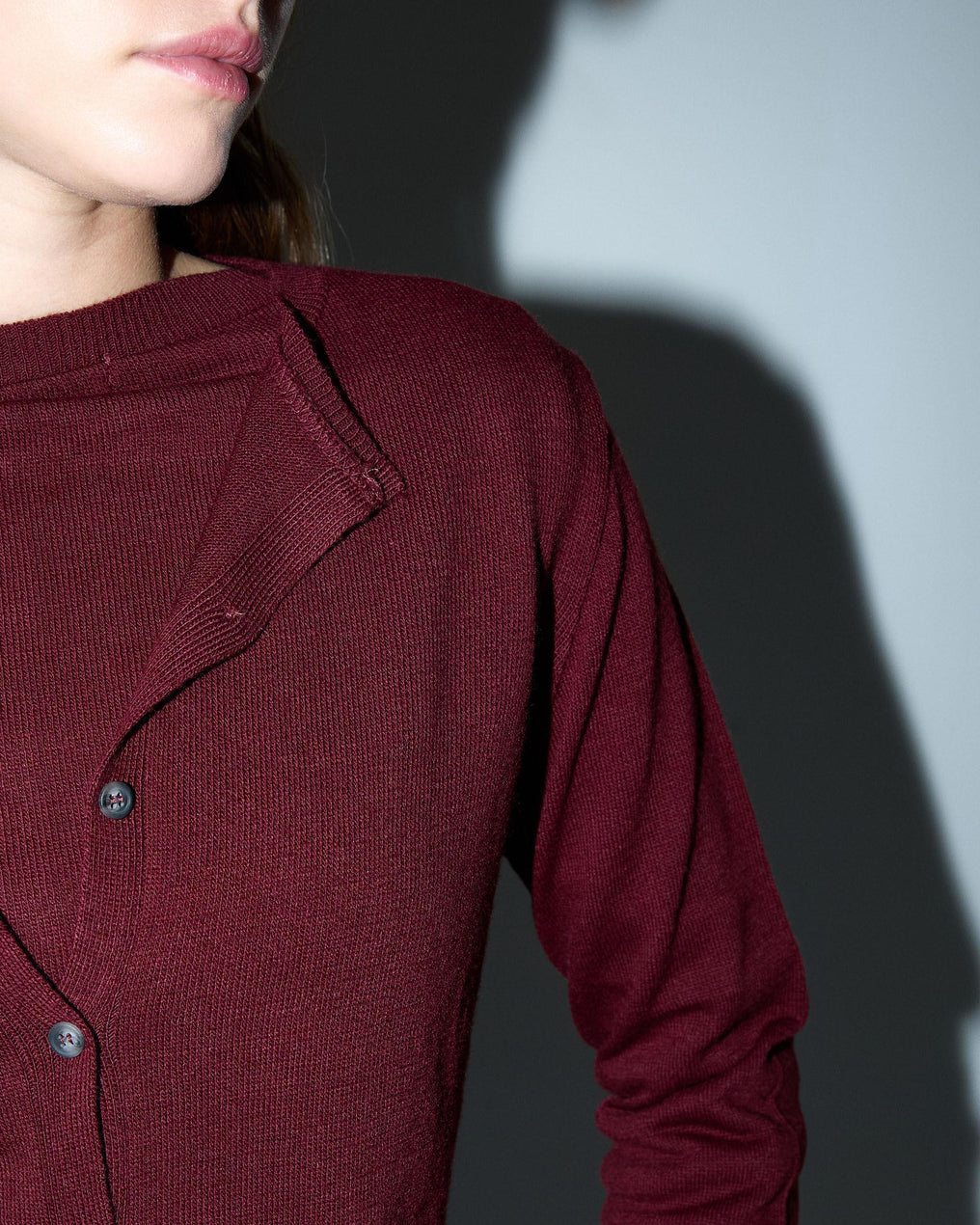 Fine Knit Jacket in Burgundy