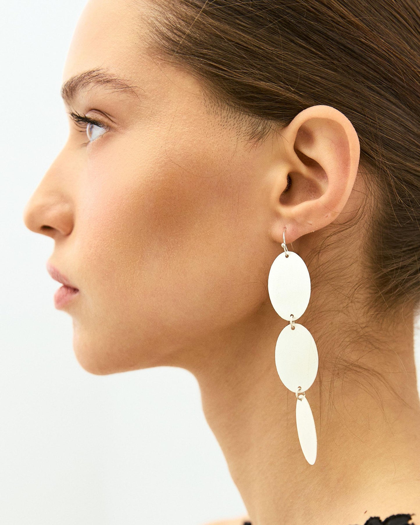 Pendientes Largos Óvalos Plata