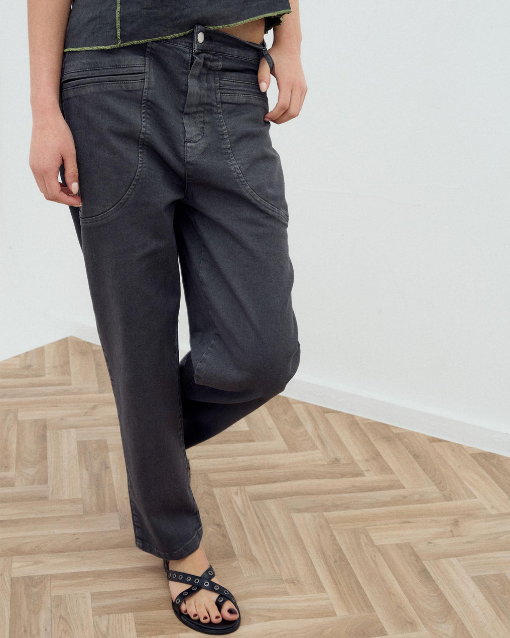 Jeans Bolsos Debrum Cinzento Escuro
