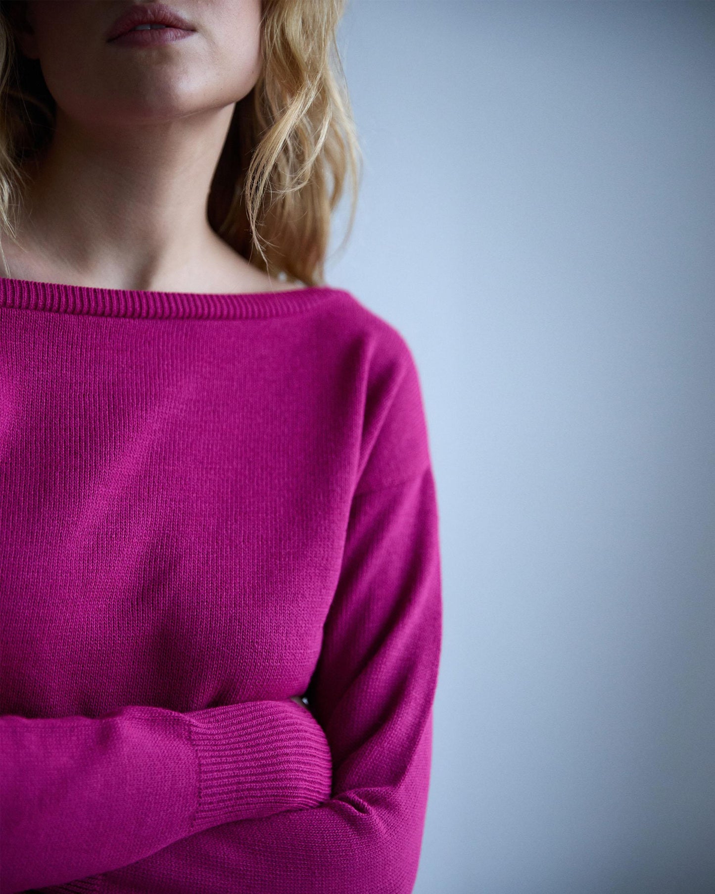 Jersey Cuello Asimétrico Fucsia