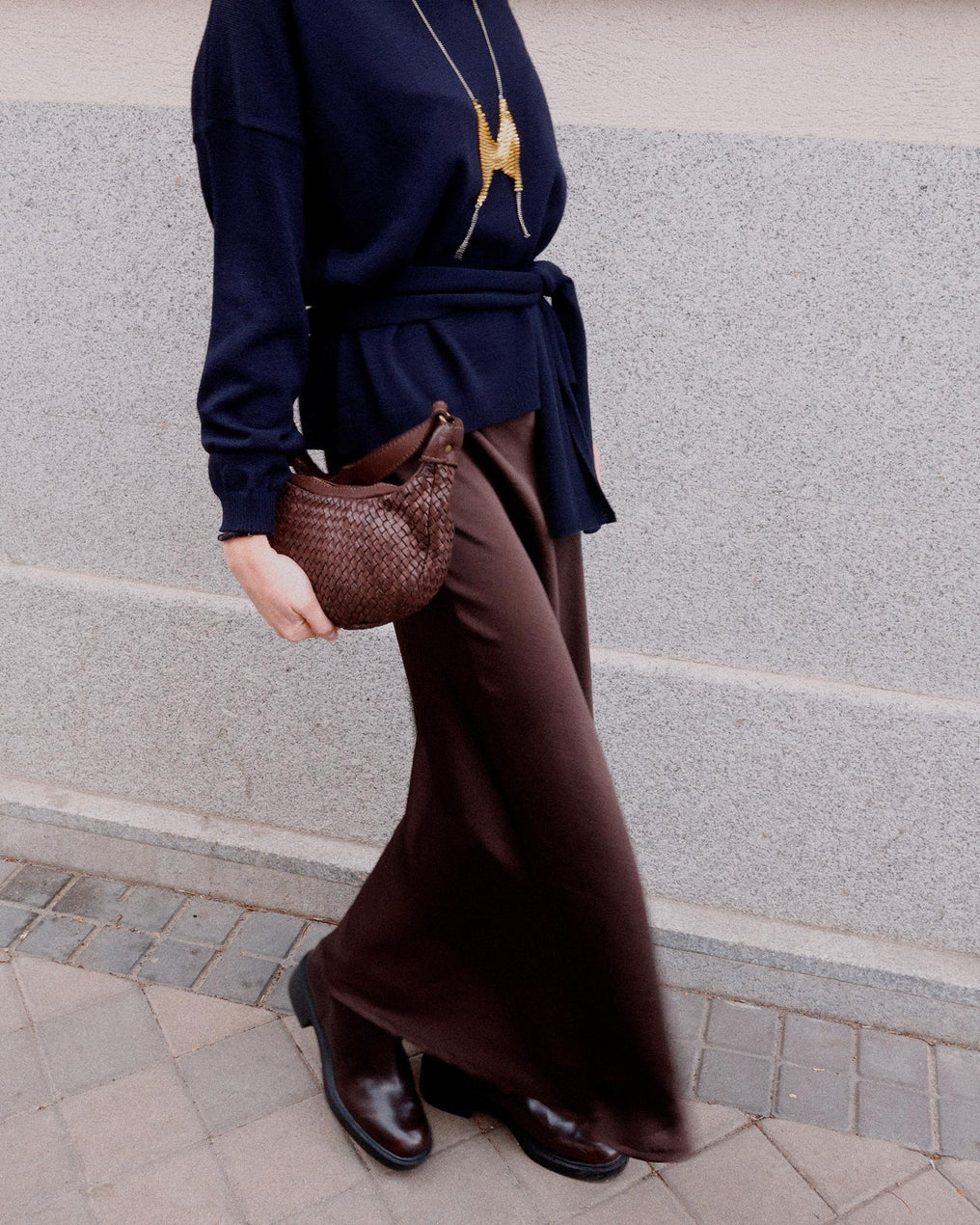 Saia Fluida Acetinada Castanho