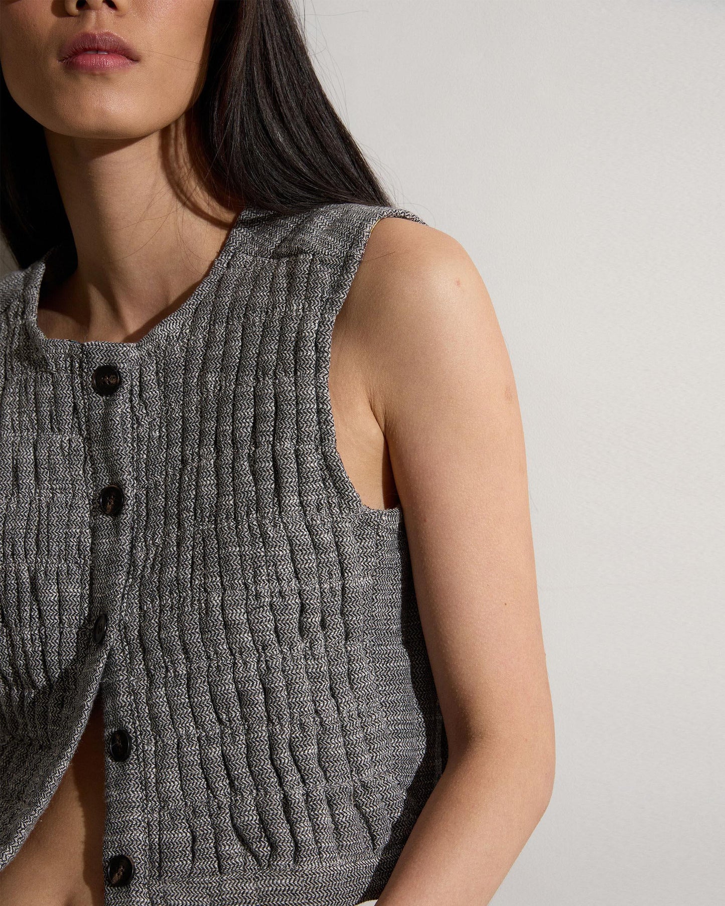 Taupe Herringbone Quilted Vest