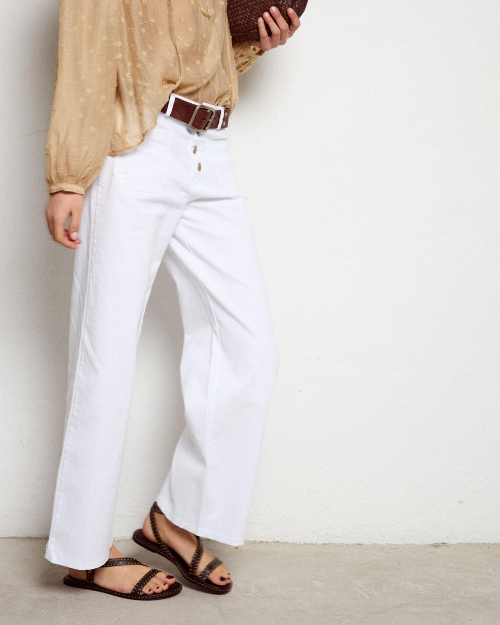 White Patch Pocket Jeans