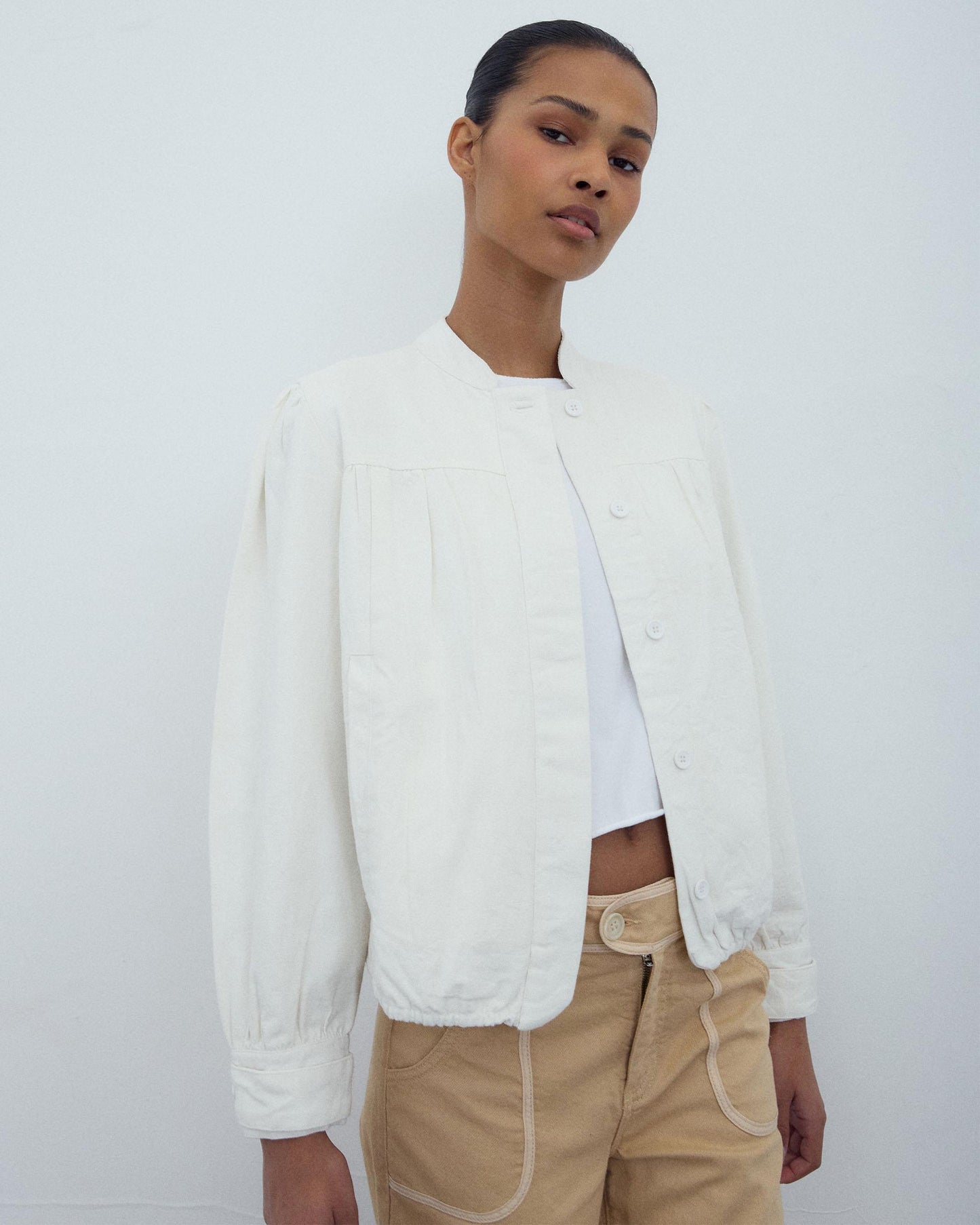 Bomber Canesú Canvas Blanco