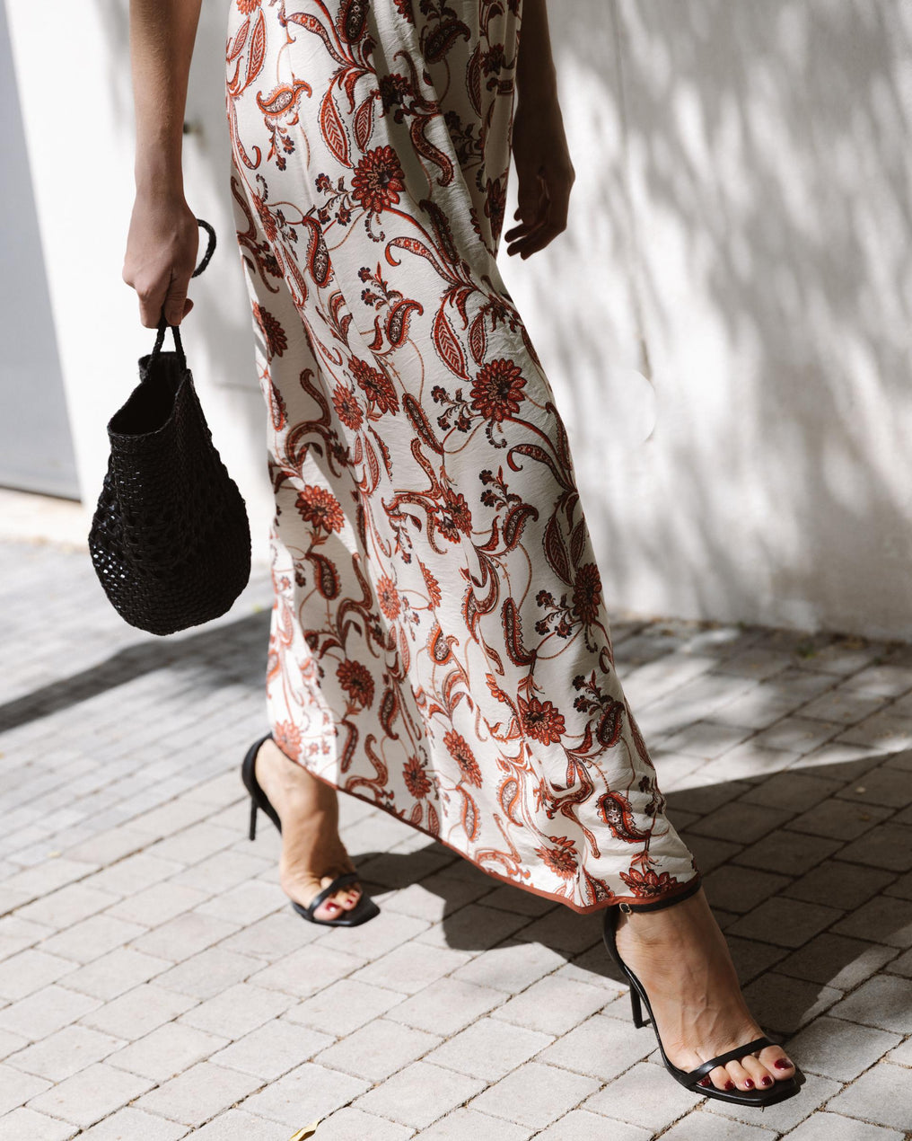 Robe sans Manches Imprimé Floral Écru