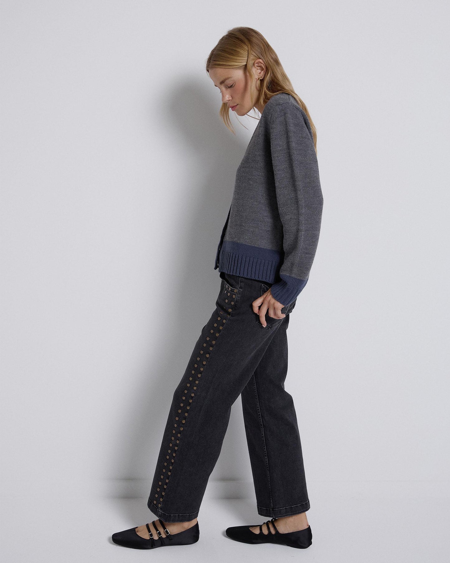 Anthracite Flat Studded Jeans