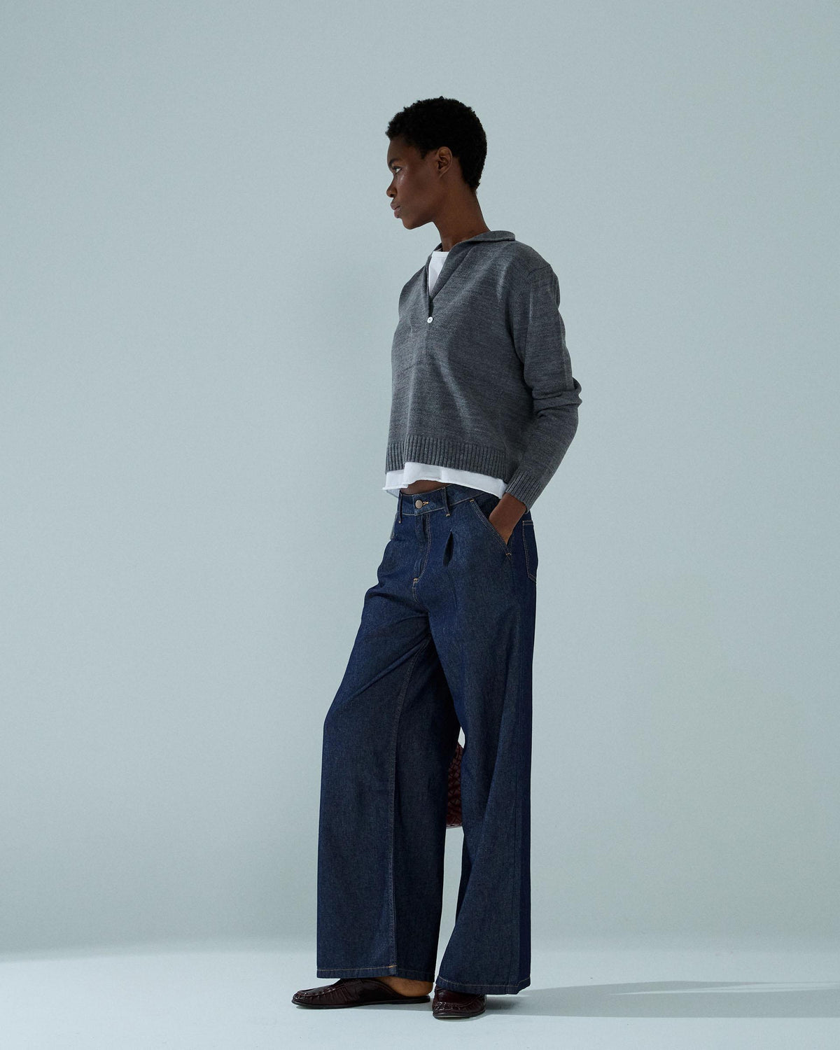 Jeans Pinzas Fluidos Azul Oscuro