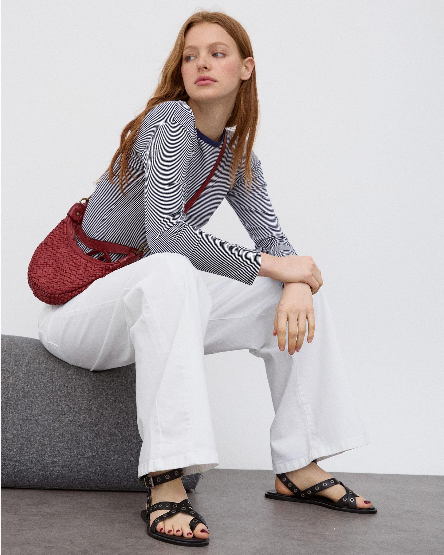 Jeans Cinturilla Pieza Botones Blanco