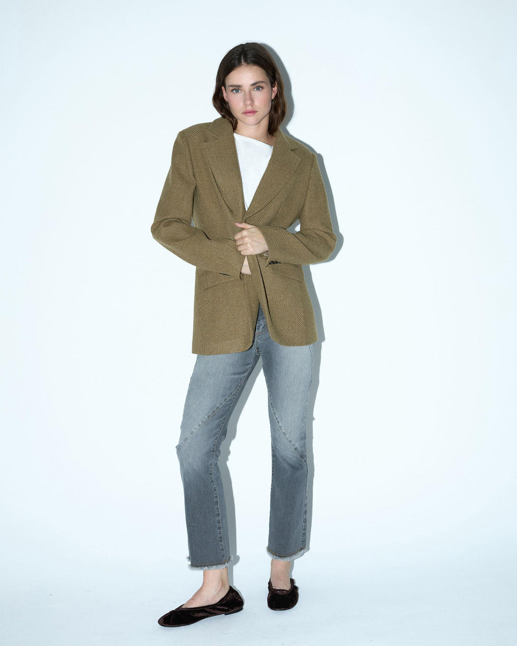 Beige Blazer with Lapel Coat