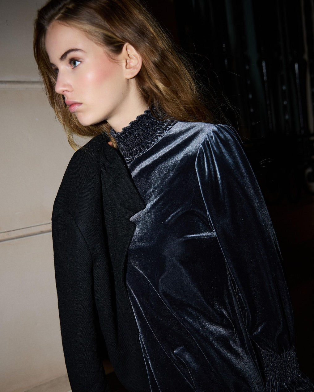 Vestido Corto Terciopelo Antracita