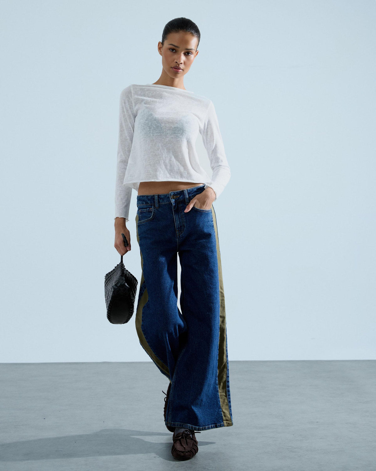 Jeans Contrastes Bolsillos Azul Jeans