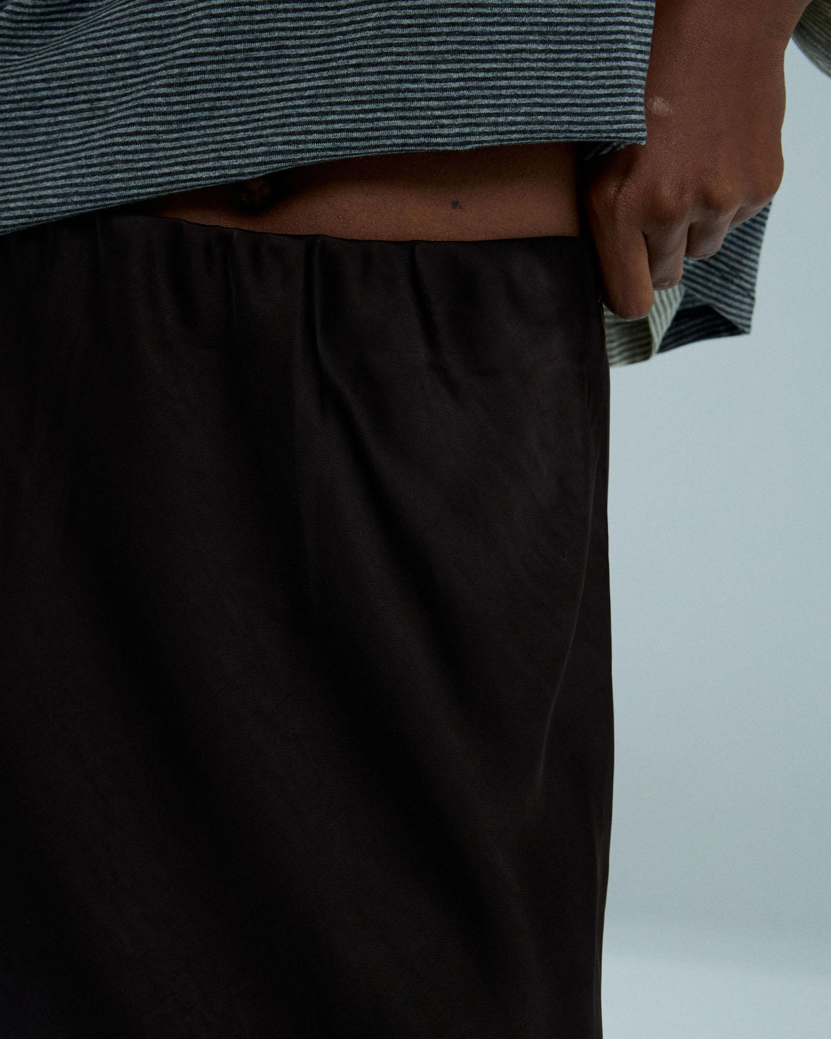 Satin A-Line Skirt Brown