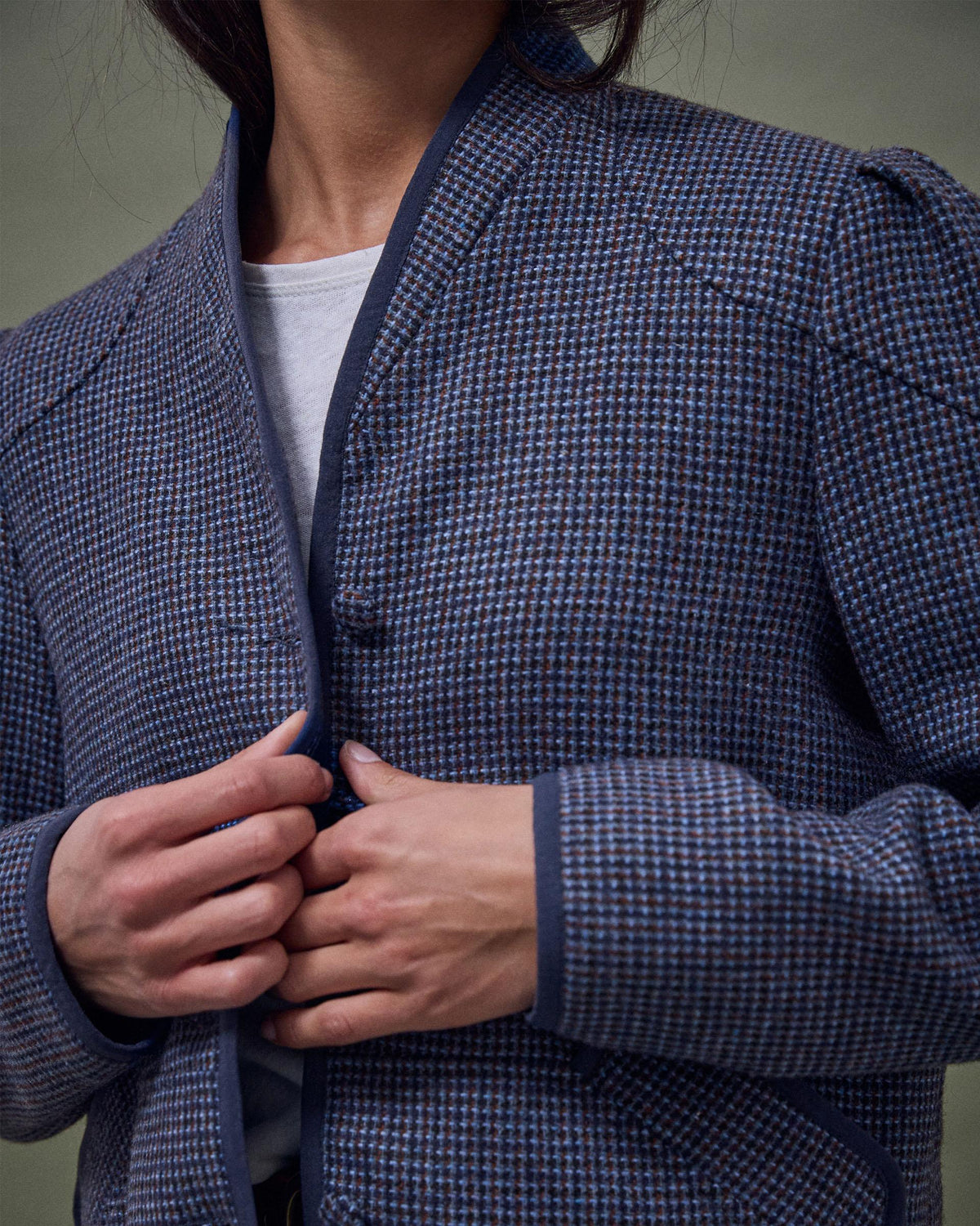 Jaqueta Ribet Contrast Barreja Llana Blau