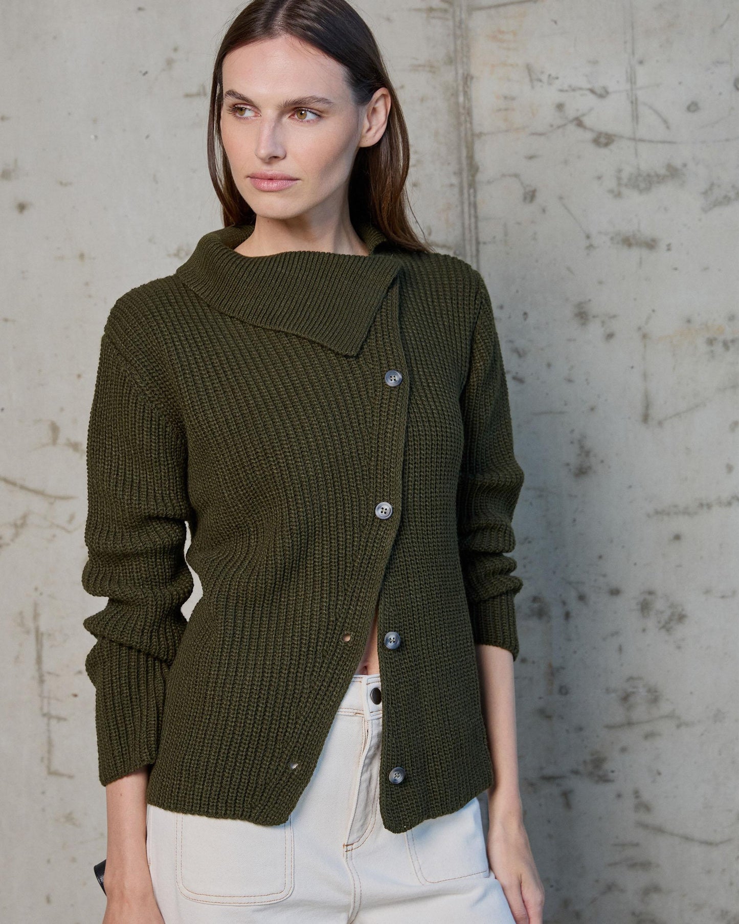 Chaqueta Cuello Ancho Verde Militar