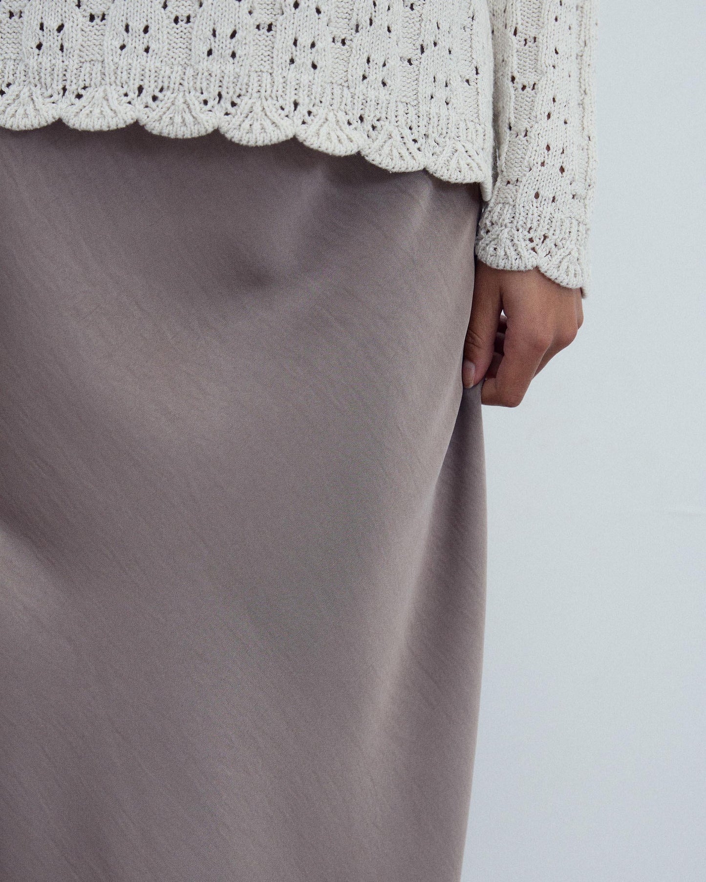 Falda Fluida Satinada Taupe