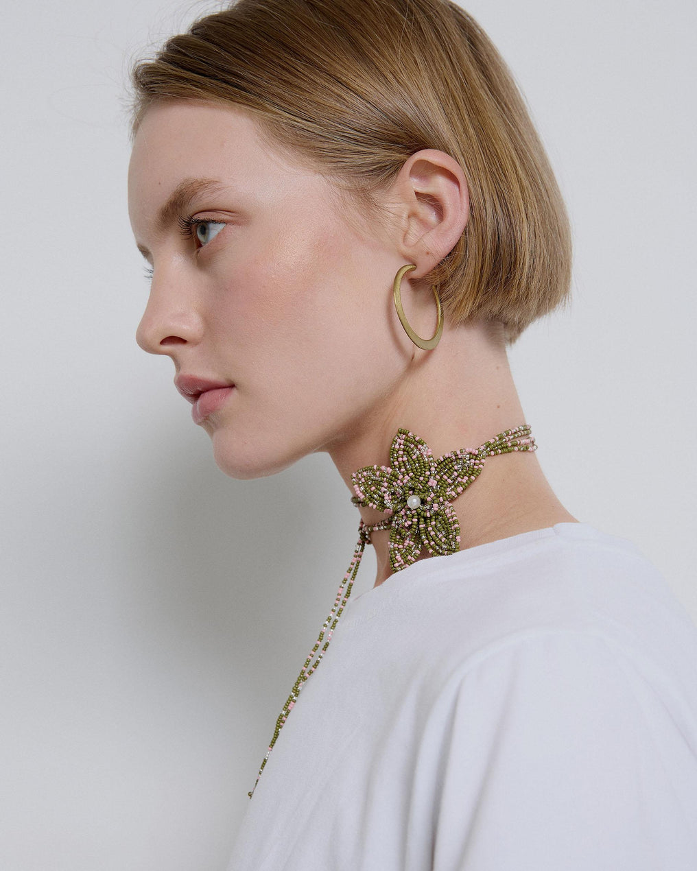 Green Flower Bead Necklace