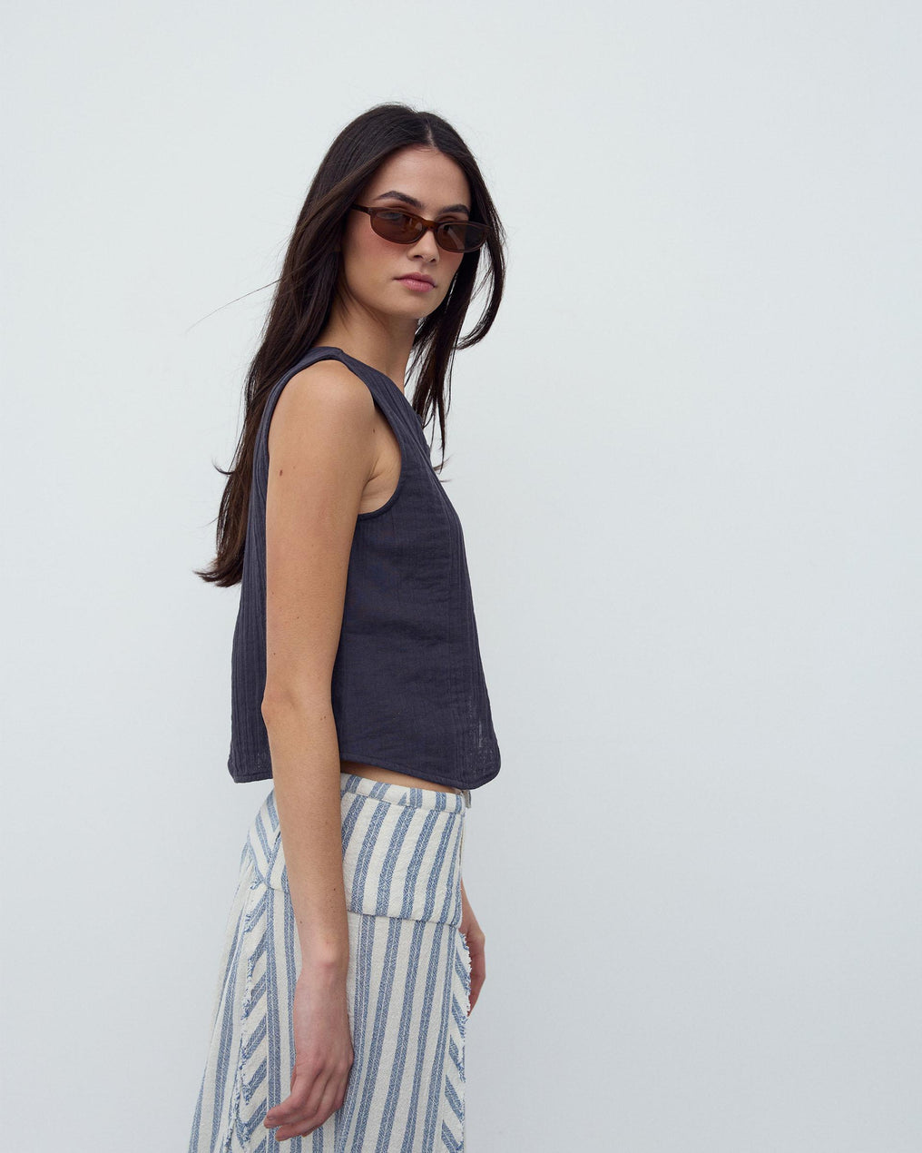 Top Botones Forrados Antracita