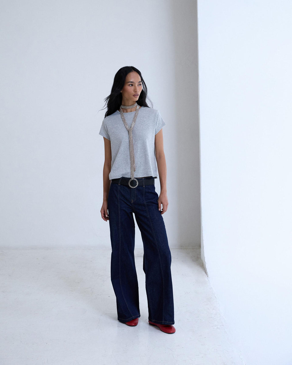 Dark Blue Jeans with Topstitching