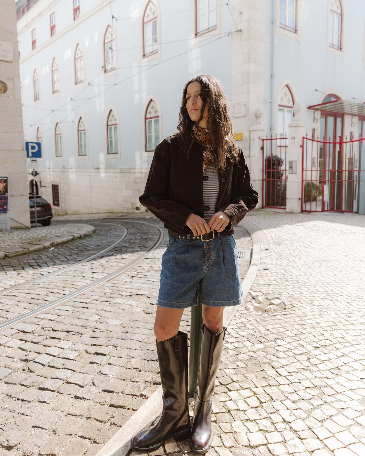 Dark Blue Pleated Bermuda Shorts