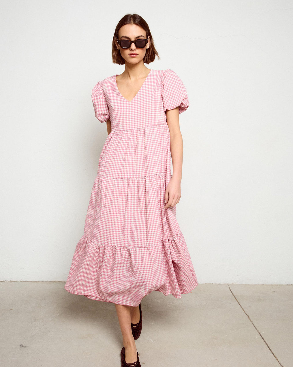 Vestido Comprido com Cortes Rosa