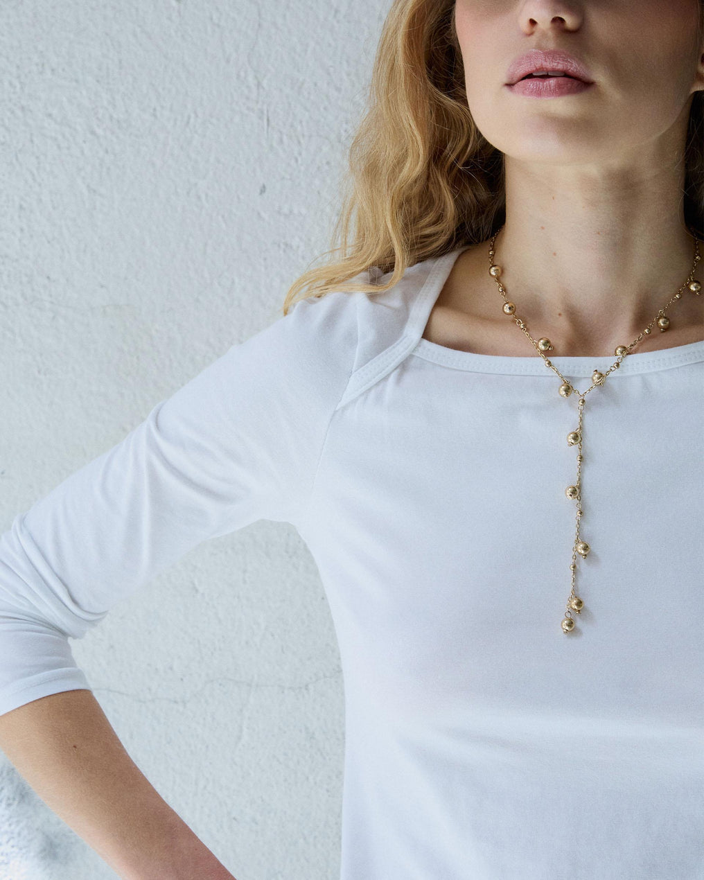 T-shirt Col Carré Blanc