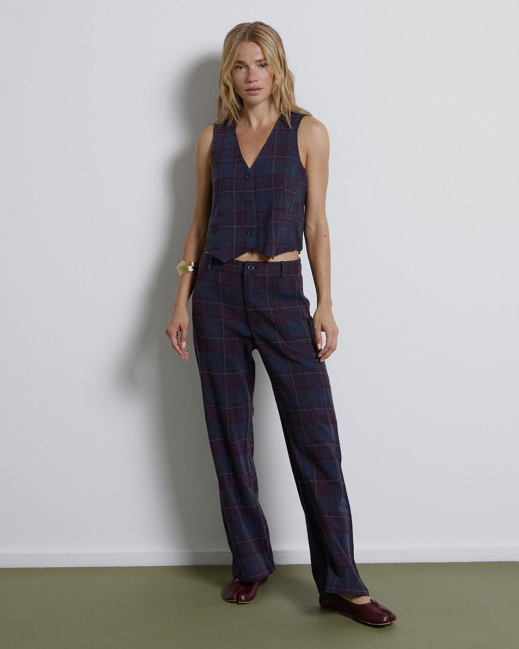 Pantalón Cuadros Azul Oscuro