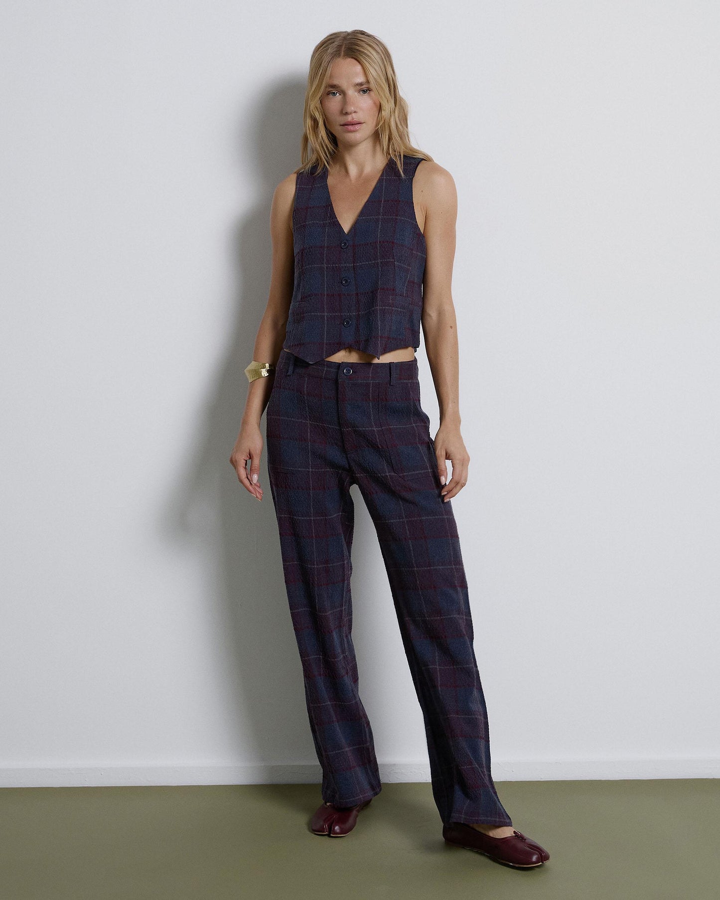 Pantalón Cuadros Azul Oscuro