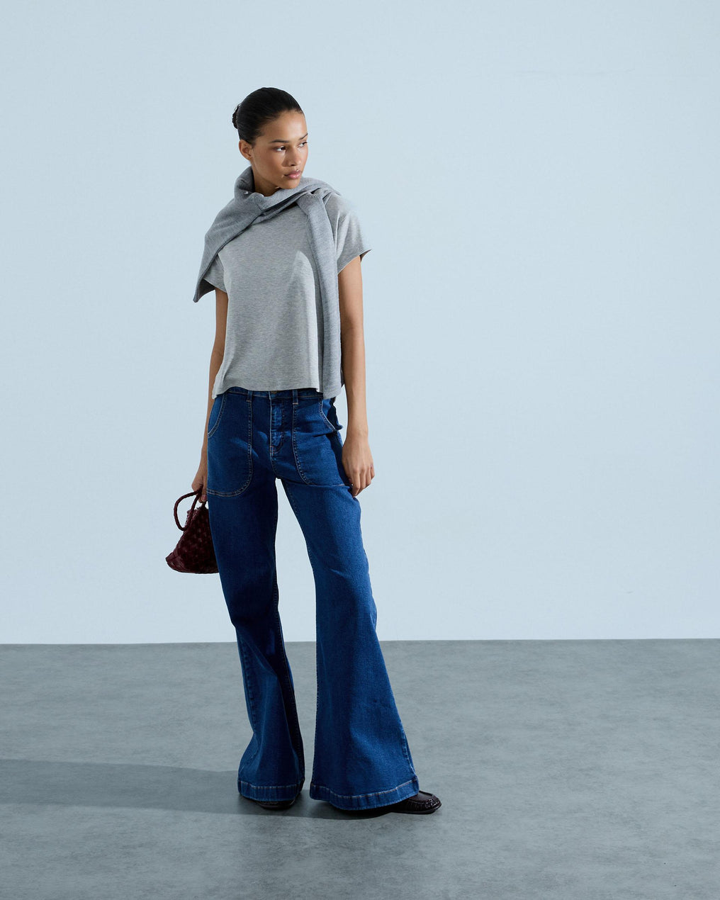 Jeans Botones Campana Azul Jeans