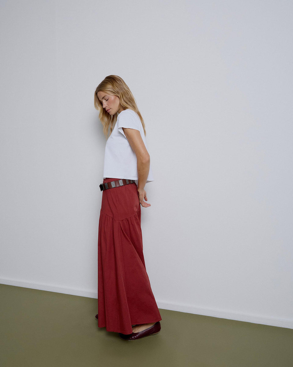 Long Skirt with Tile Yoke