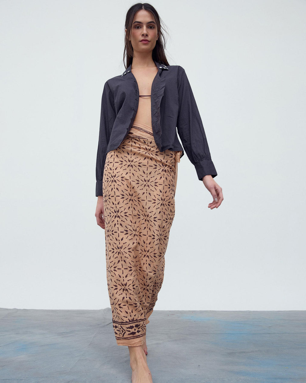 Pareo Estampado Hojas Cenefa Salmon