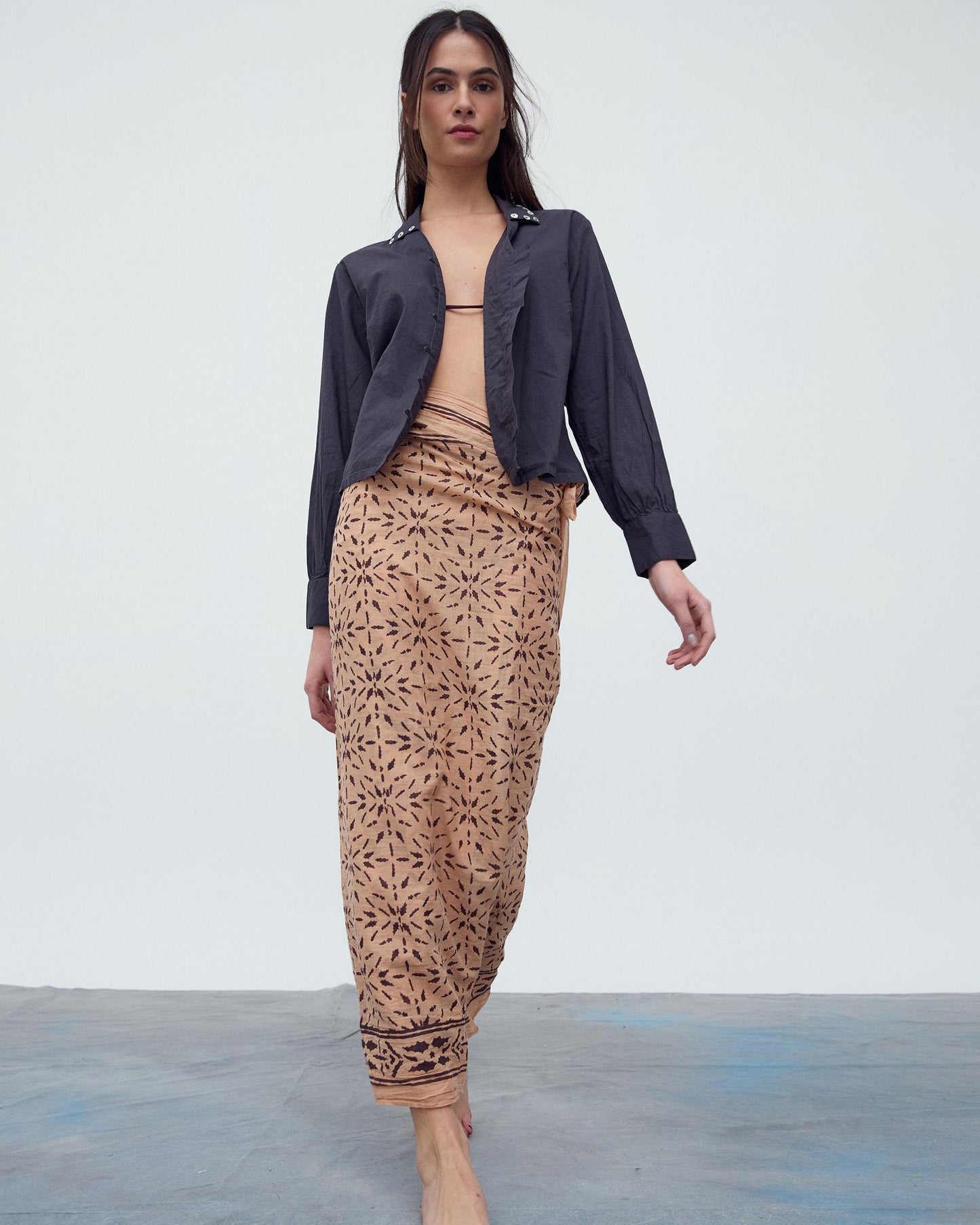 Pareo Estampado Hojas Cenefa Salmon