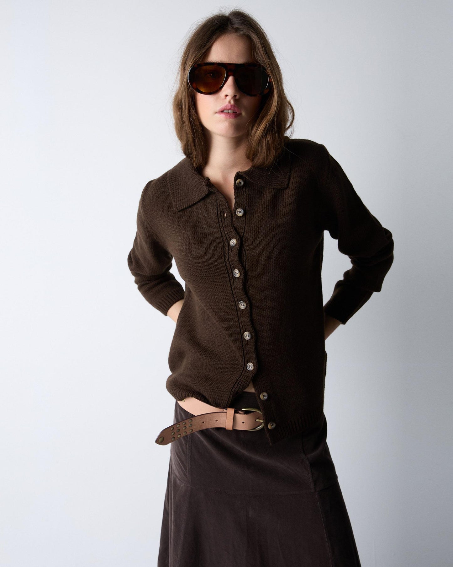 Brown Polo Collar Jacket