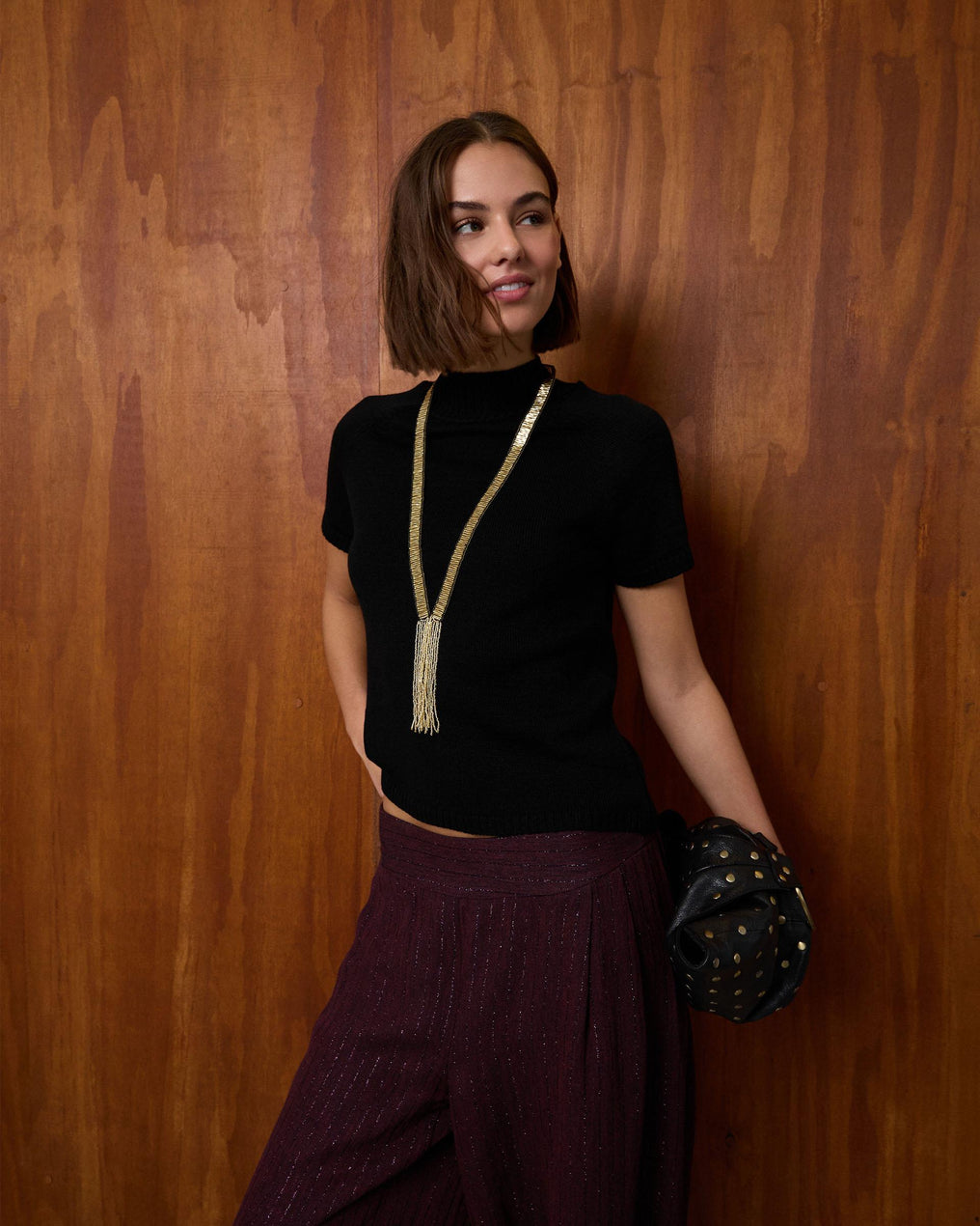 Top Punto Manga Corta Negro