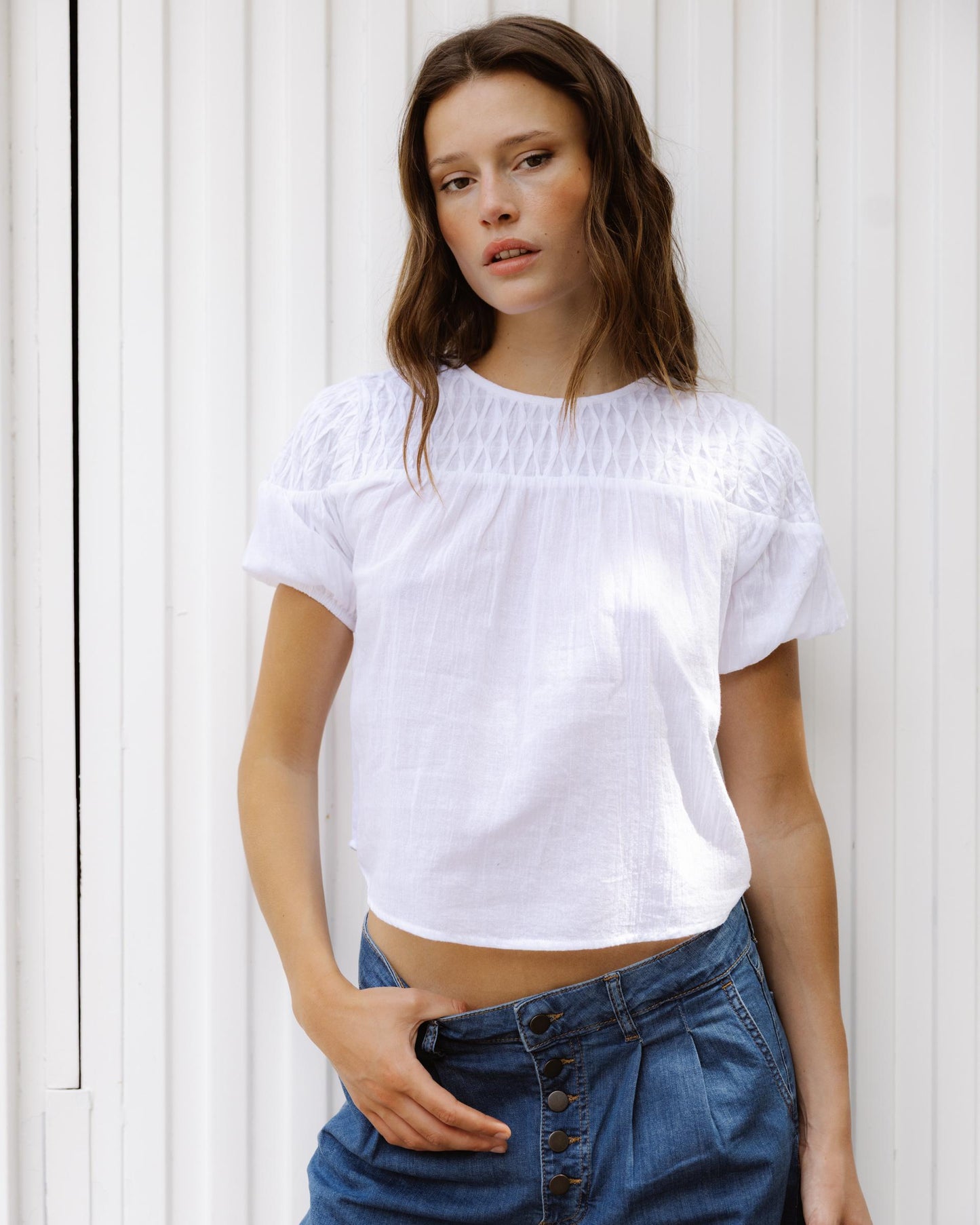 White Yoke Detail Blouse