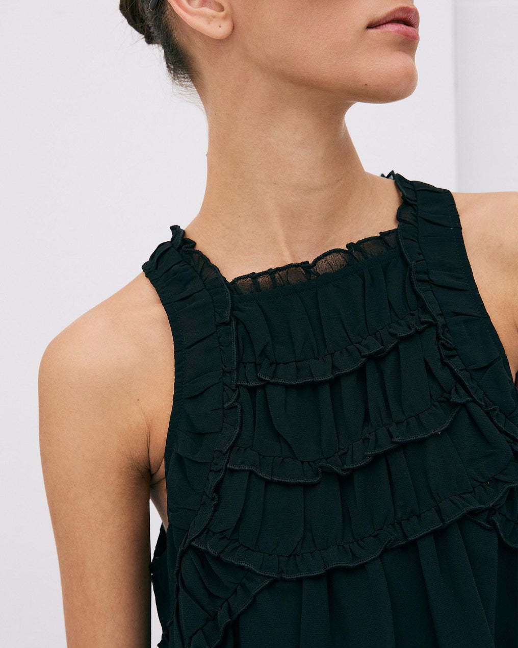 Black Ruffled Cami Top
