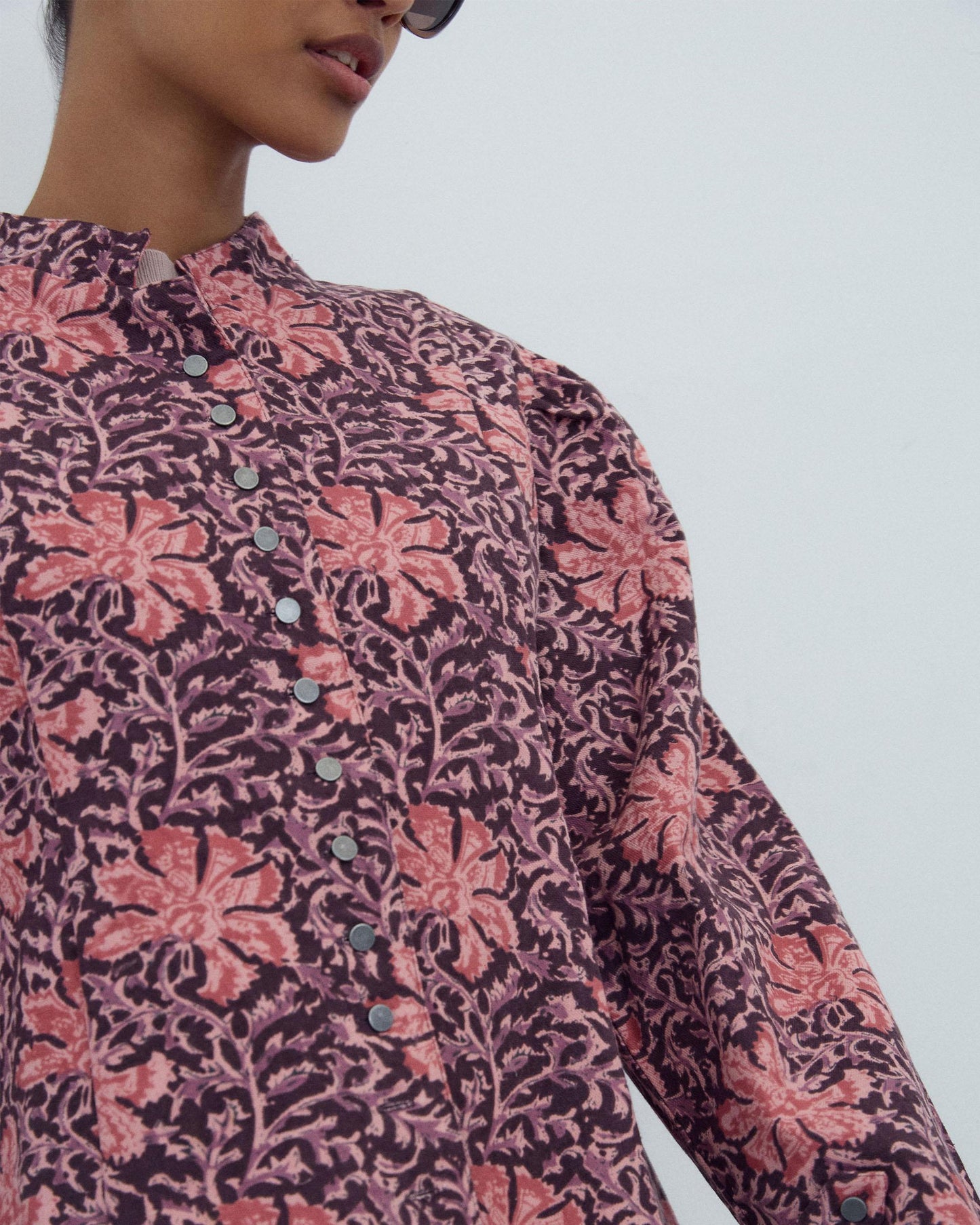 Veste Boutons Imprimé Floral Rose