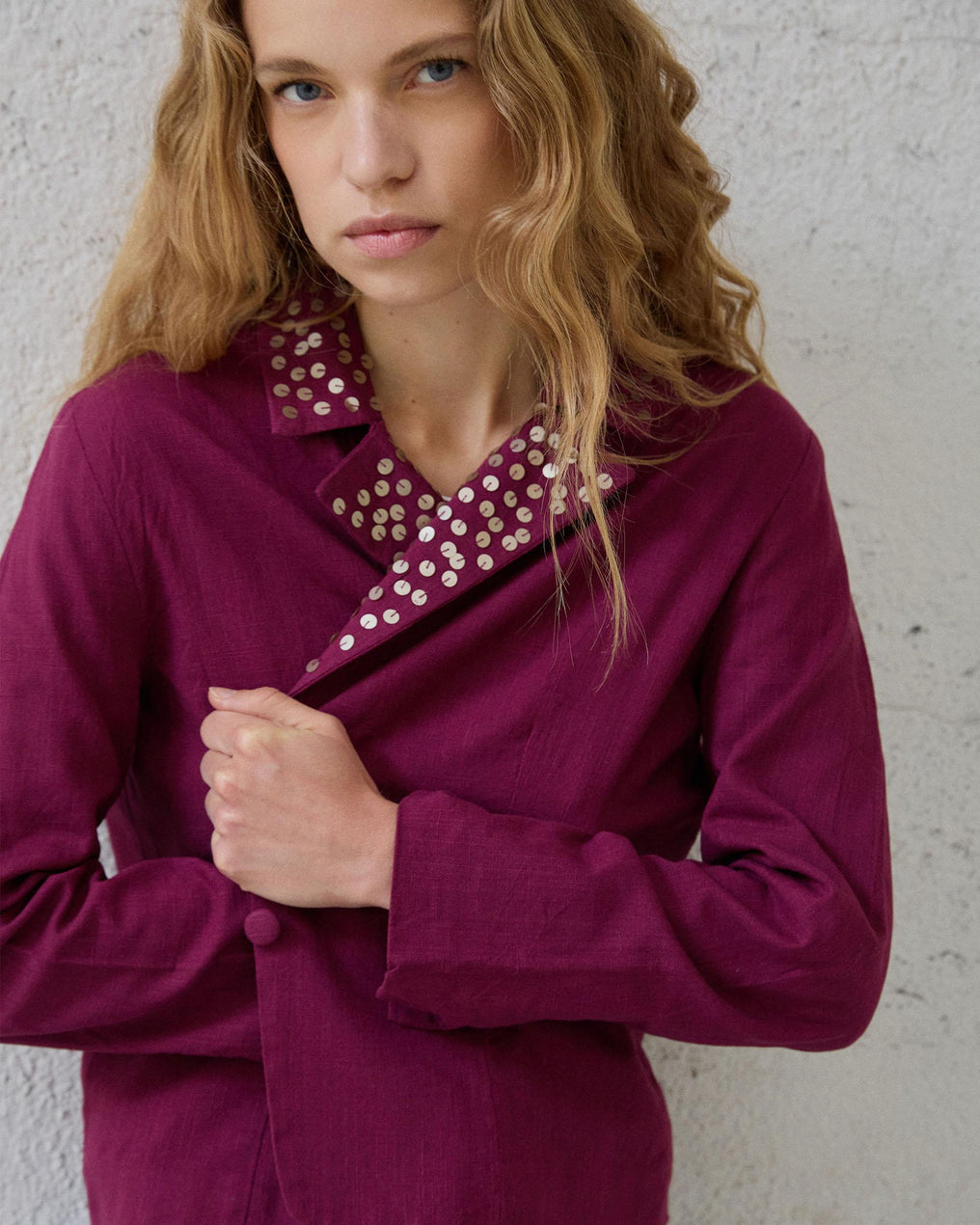 Dark Pink Sequin Blazer