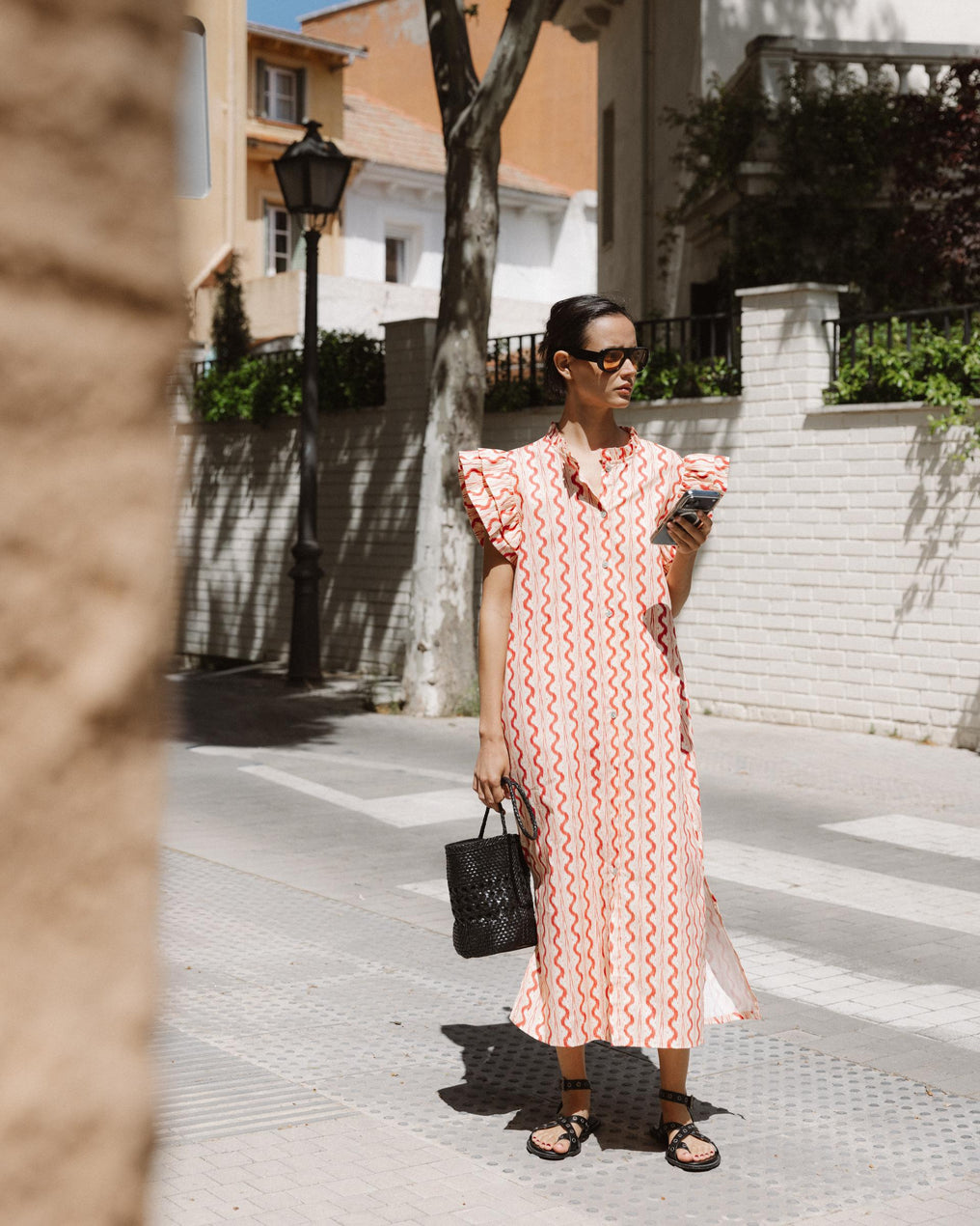 Vestido Camisero Volantes Rosa