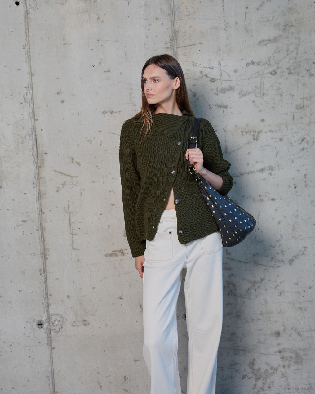 Chaqueta Cuello Ancho Verde Militar