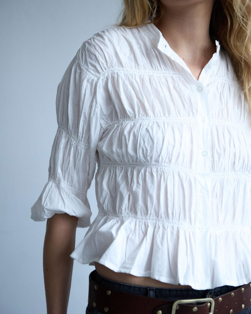 White Ruched Blouse
