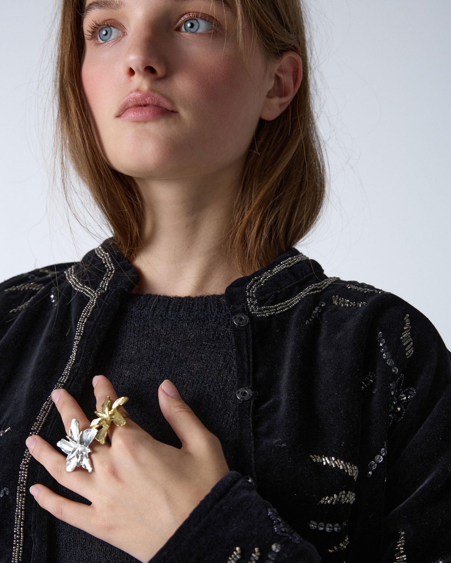 Black Beaded Velvet Bomber