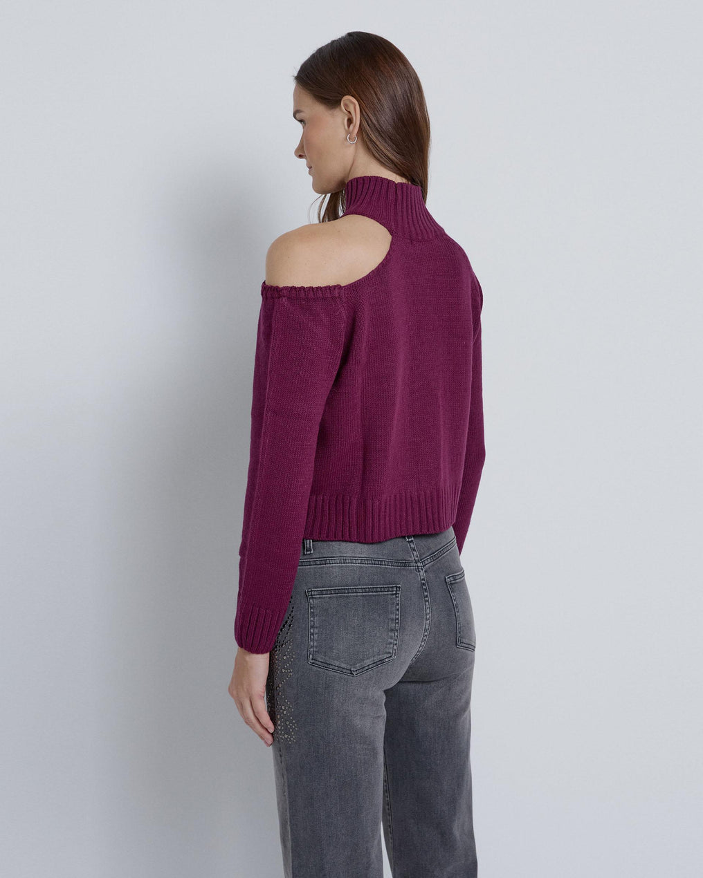 Camisola de manga assimétrica beringela