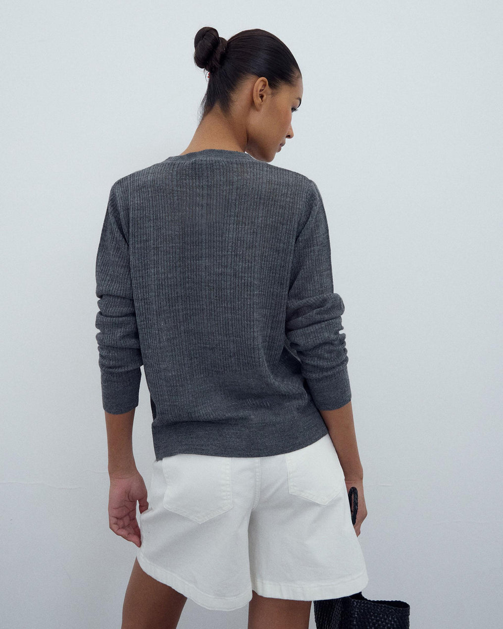 Veste Maille Côtelé Gris
