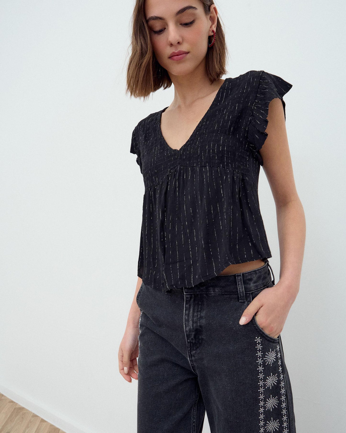 Blusa Gomas Lurex Negro