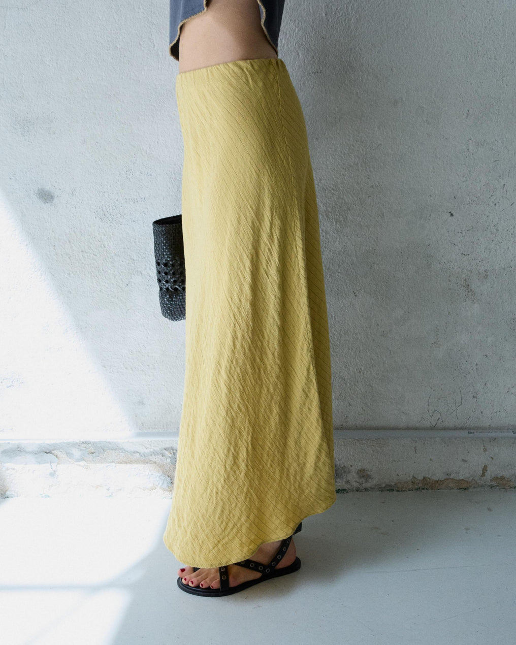 Yellow Striped Flowy Skirt