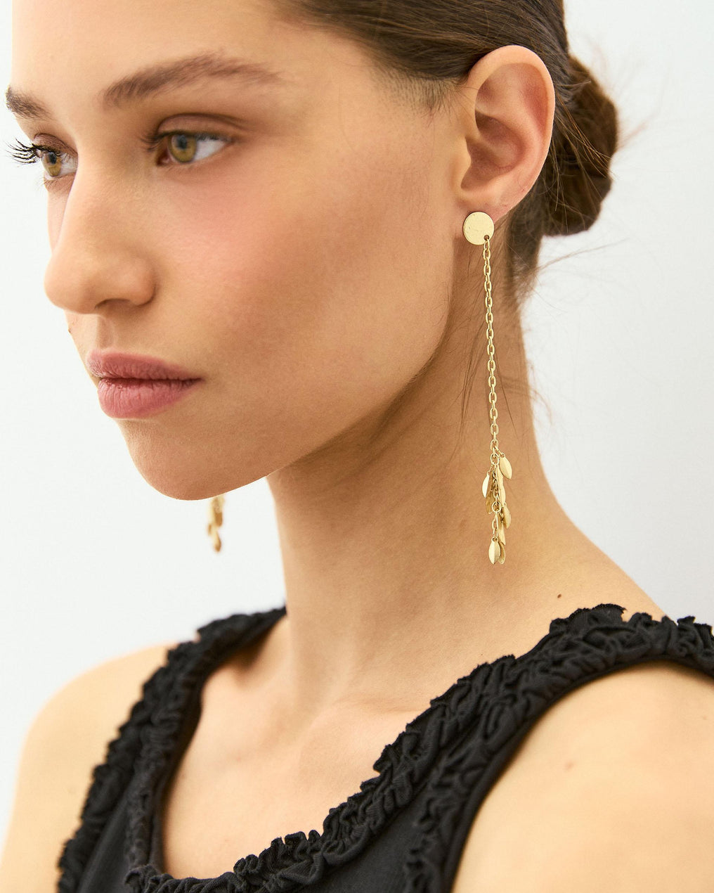 Pendientes Cadenas Hojas Oro